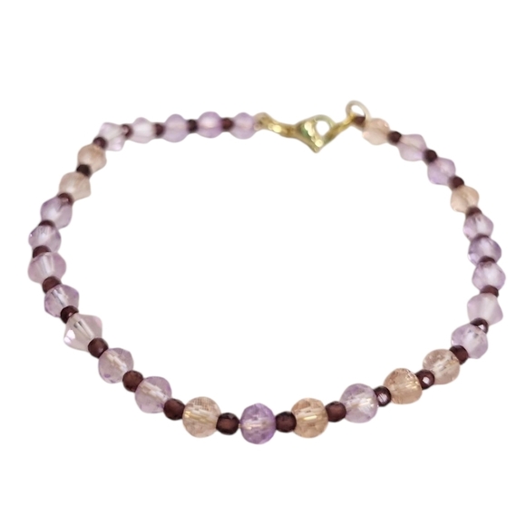 Hand Crafted Jewelry - Garnet Glass Faceted Cooper Bracelet
